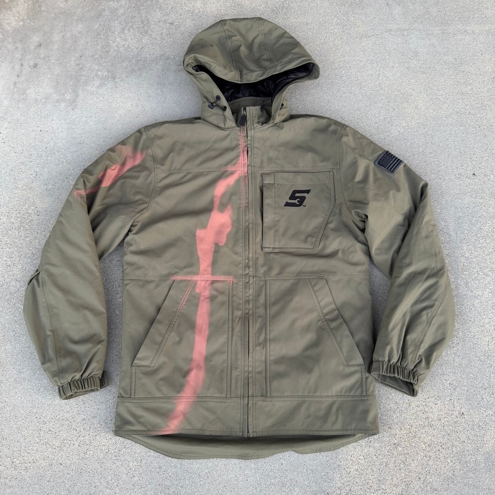 Snap-on Tools Hooded Work Jacket Mens Small Olive Green Ripstop Quilted Lined